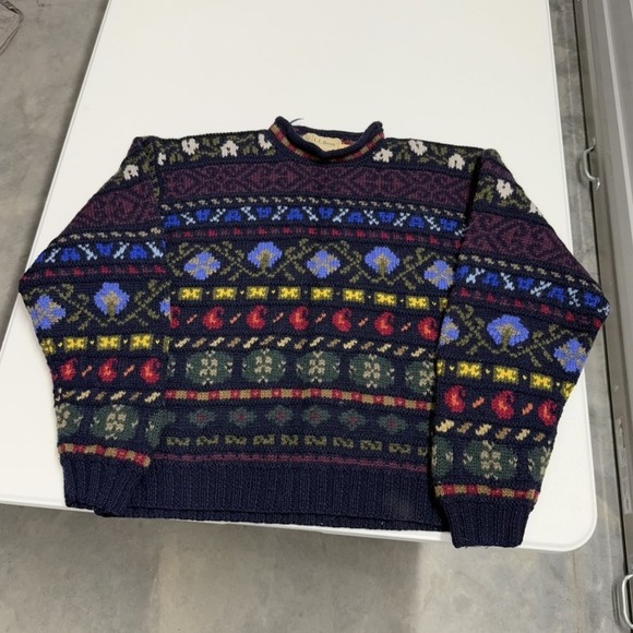 L.L. Bean Sweaters - L.L. Bean Vintage Fair Isle Wool Sweater Mens Large‎ Multi Color Knit Pullover